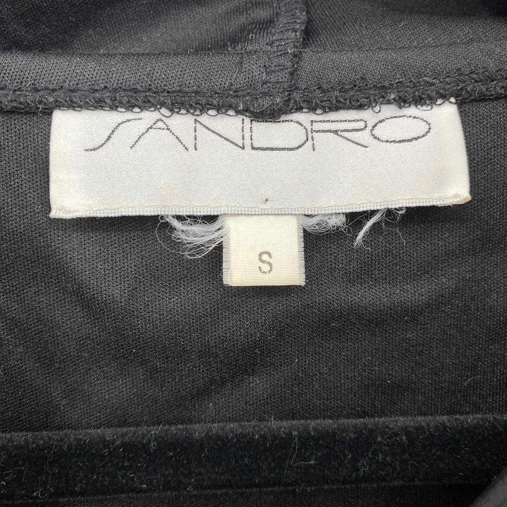 Sandro Rain Jacket Mens Small Black Polyester Pockets Hood Full Zip Waterproof